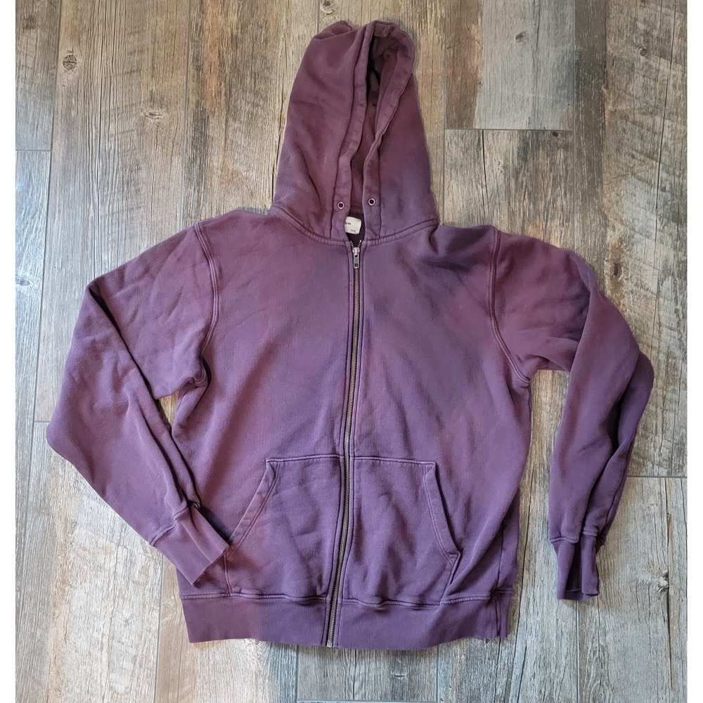 Joah Brown One Size Purple Plum Zip-Up Hoodie Oversized Washed Streetwear Cotton